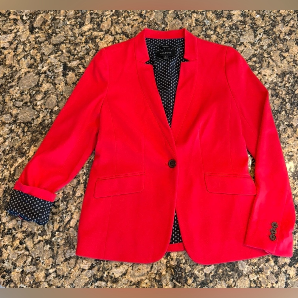 Talbots Aberdeen Red Single-Button Blazer Soft Si… - image 1